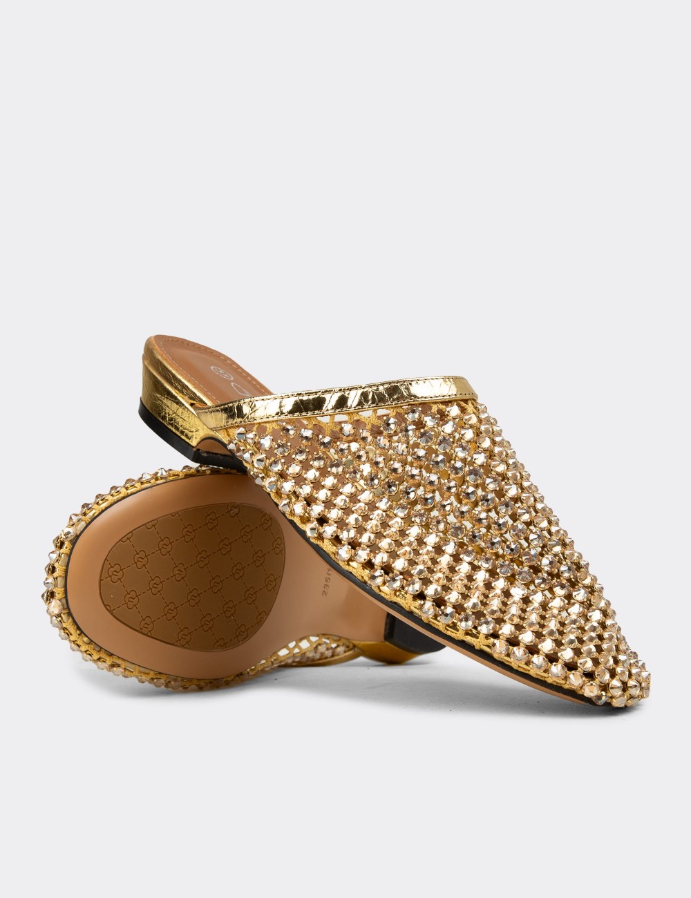 Women's Gold Mules - 26467ZALTC01