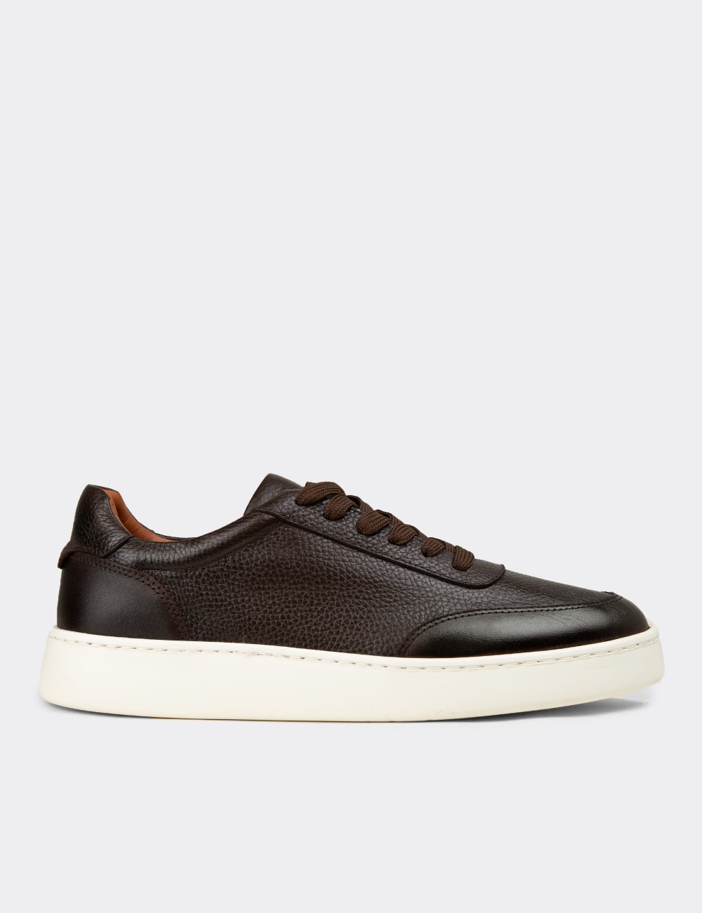Men's Brown Leather Sneakers - 04406MKHVE01