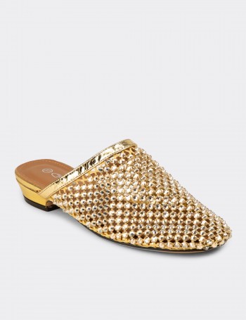 Women's Gold Mules - 26467ZALTC01