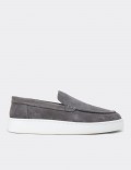 Men's Gray Suede Leather Loafers