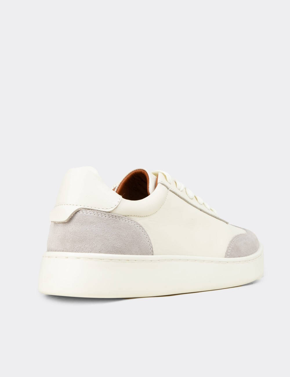 Men's White Leather Sneakers - 04407MBYZE01