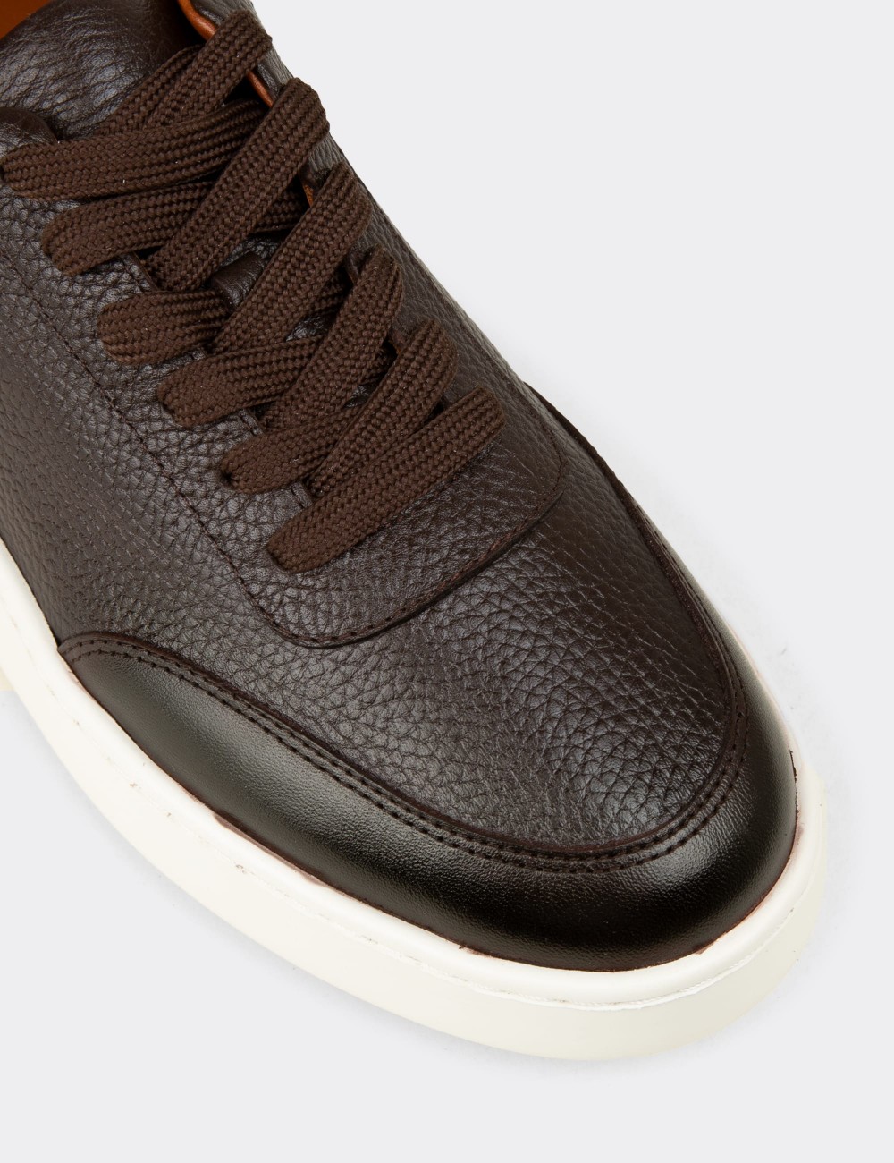 Men's Brown Leather Sneakers - 04406MKHVE01
