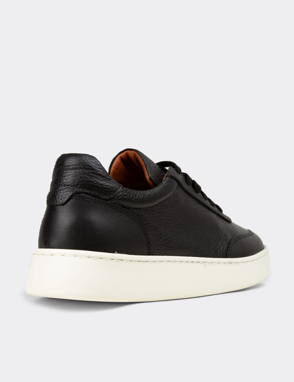 Men's Black Leather Sneakers - 04406MSYHE01