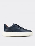 Men's Navy Leather Sneakers