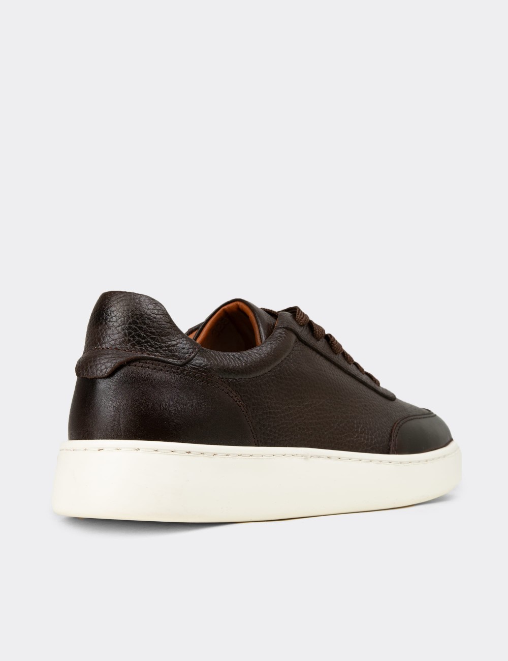 Men's Brown Leather Sneakers - 04406MKHVE01