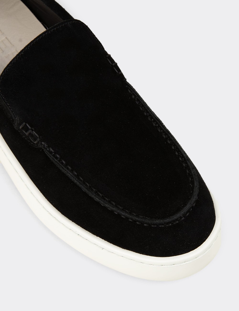Men's Black Suede Leather Loafers - 04405MSYHE01