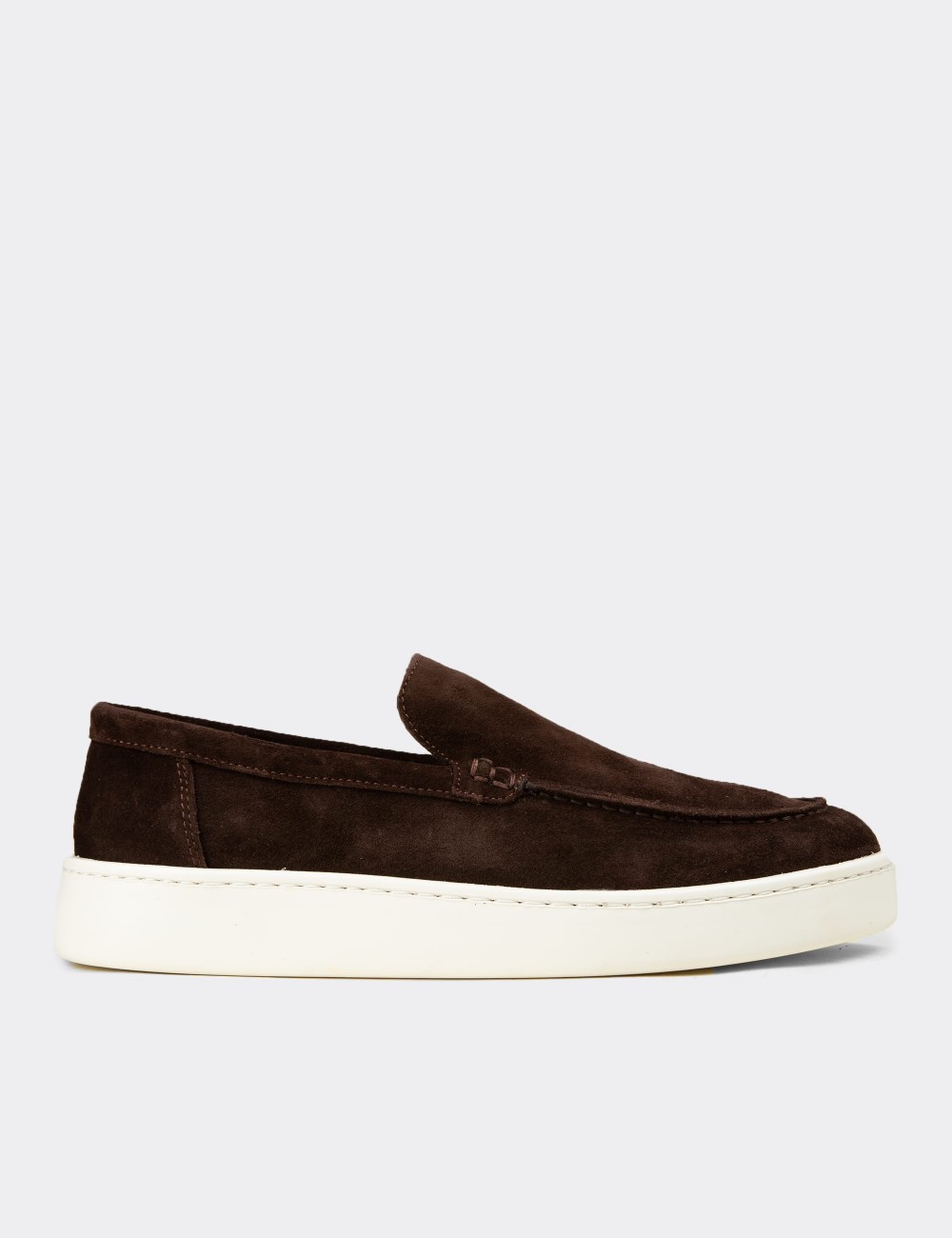 Men's Brown Suede Leather Loafers - 04405MKHVE01
