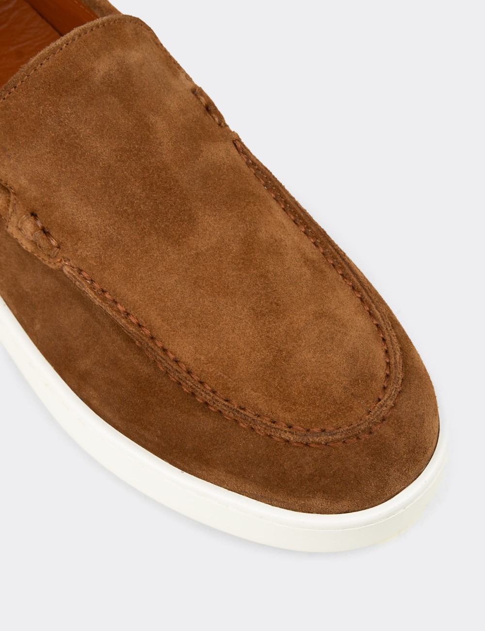 Men's Tan Suede Leather Loafers - 04405MTBAE01