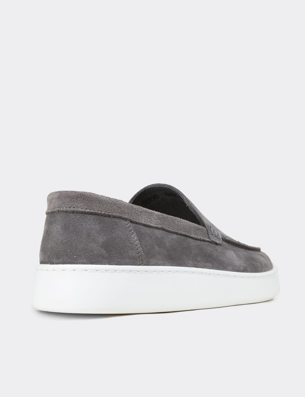Men's Gray Suede Leather Loafers - 04405MGRIE01