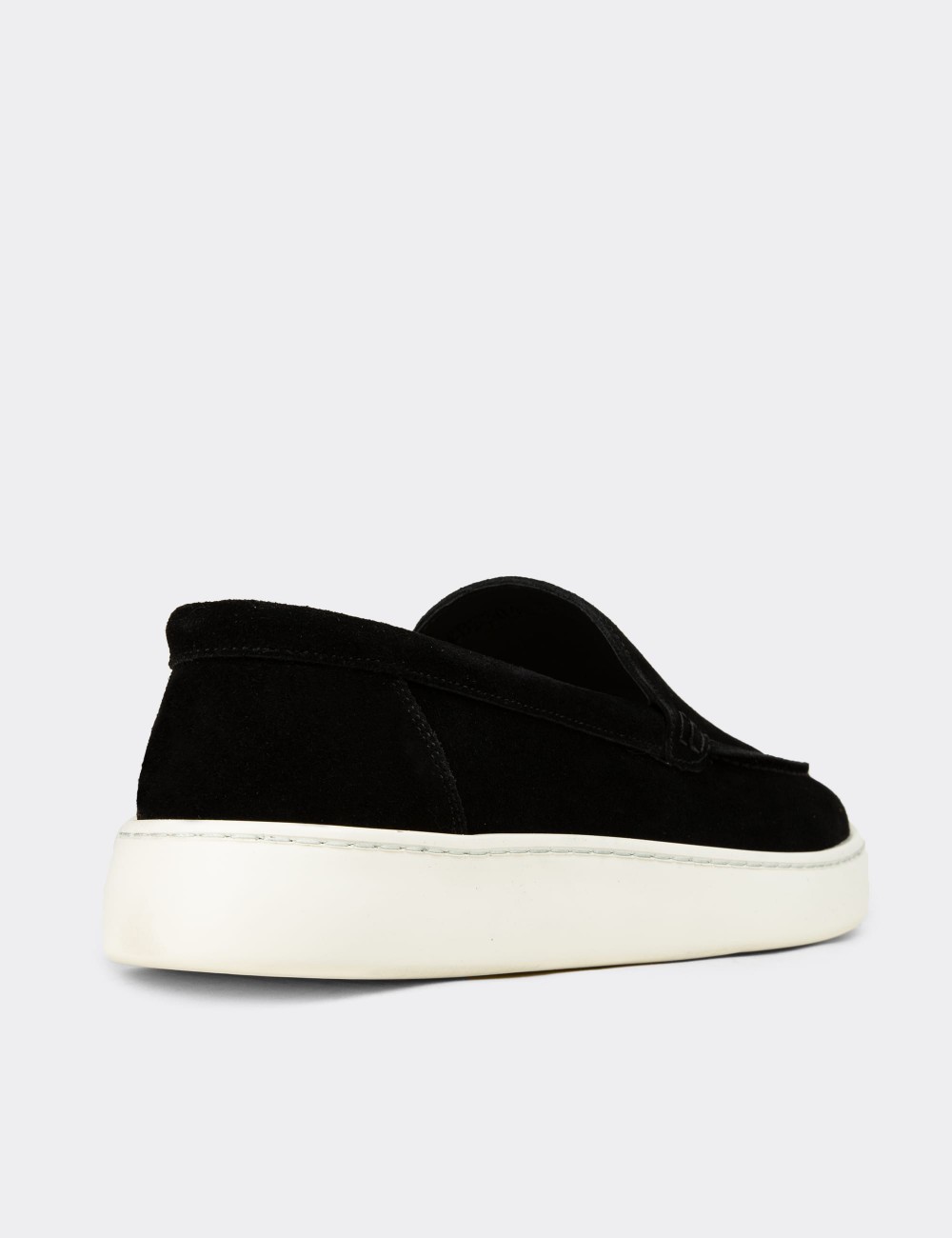Men's Black Suede Leather Loafers - 04405MSYHE01