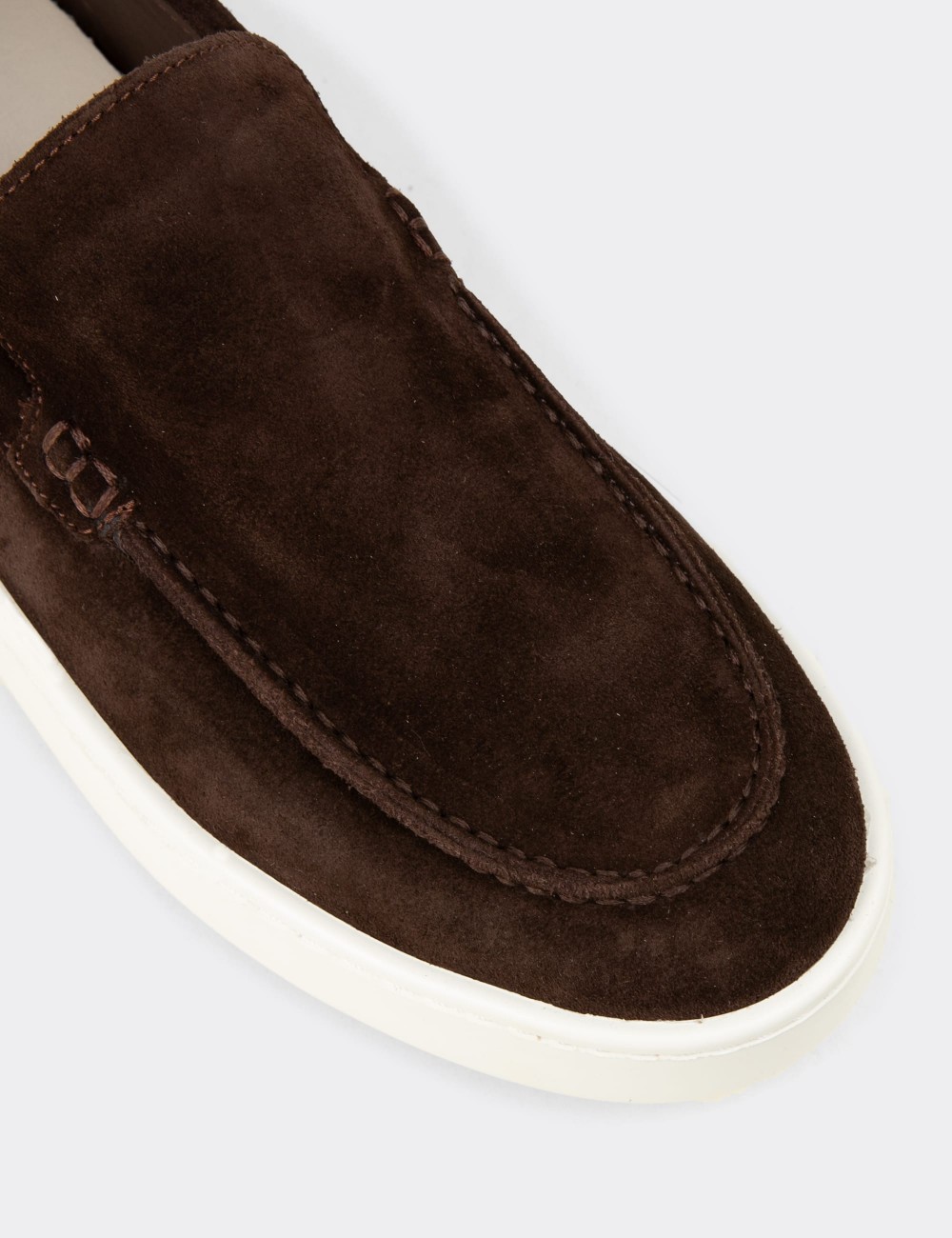 Men's Brown Suede Leather Loafers - 04405MKHVE01