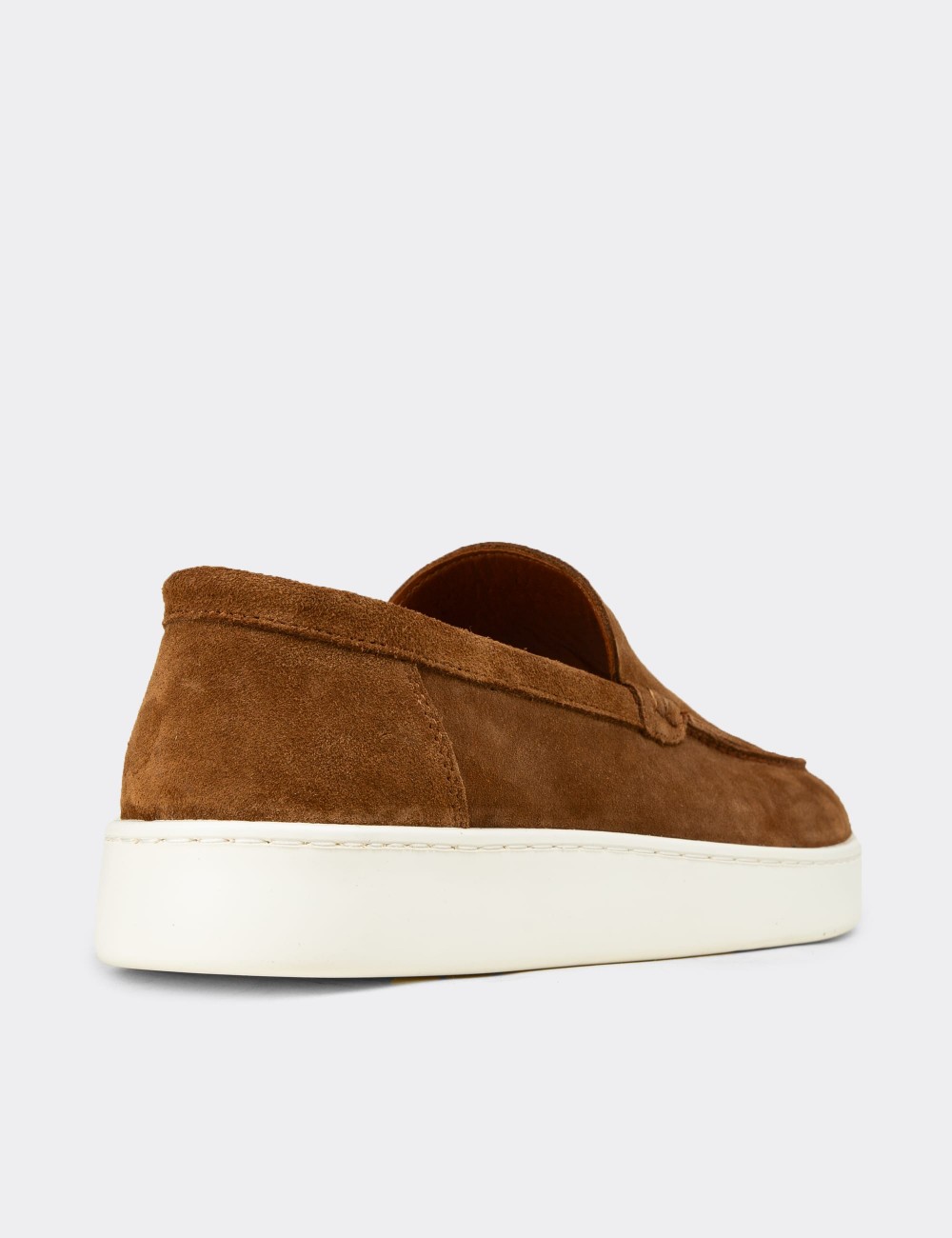 Men's Tan Suede Leather Loafers - 04405MTBAE01