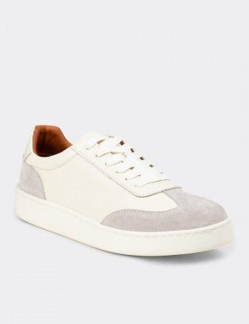 Men's White Leather Sneakers