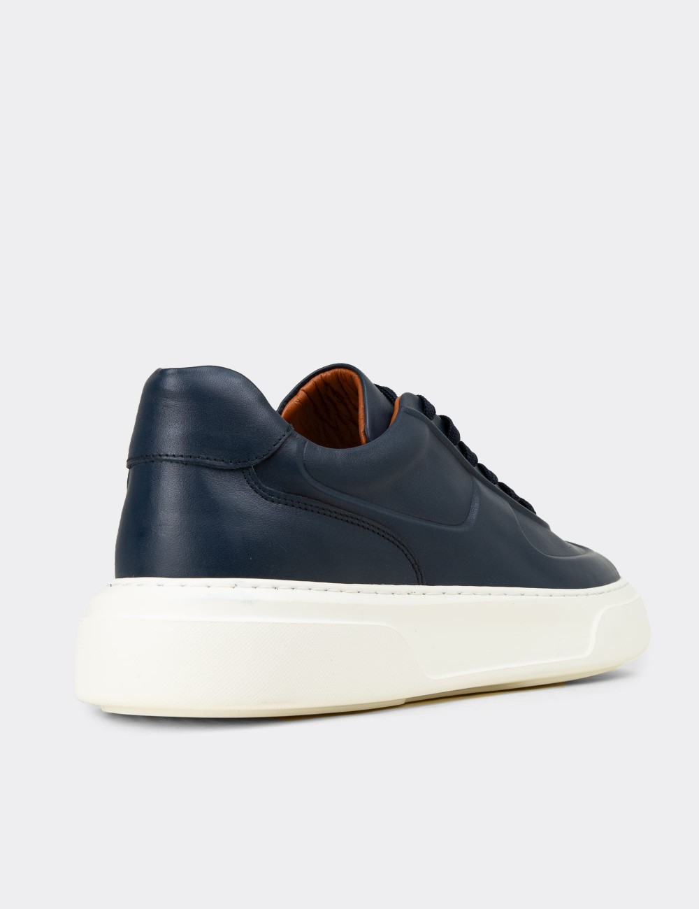 Men's Navy Leather Sneakers - 04601MLCVE01