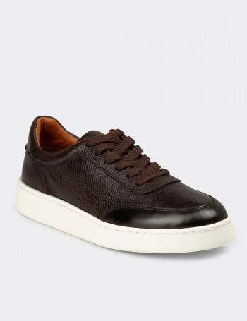 Men's Brown Leather Sneakers