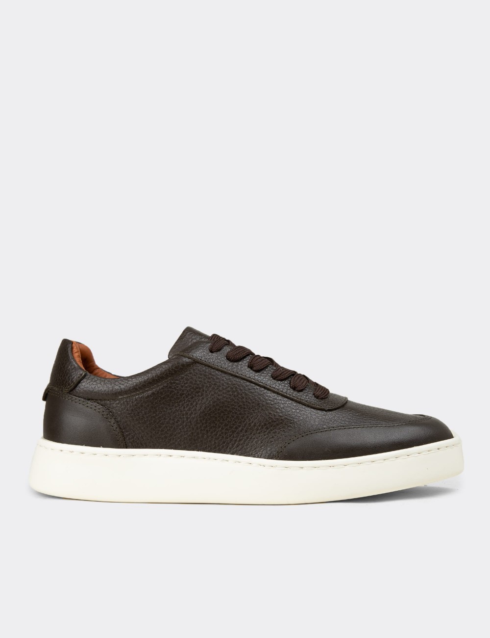Men's Khaki Leather Sneakers - 04406MHAKE01