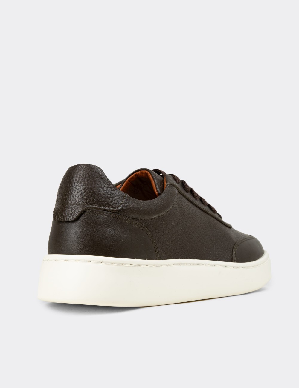 Men's Khaki Leather Sneakers - 04406MHAKE01