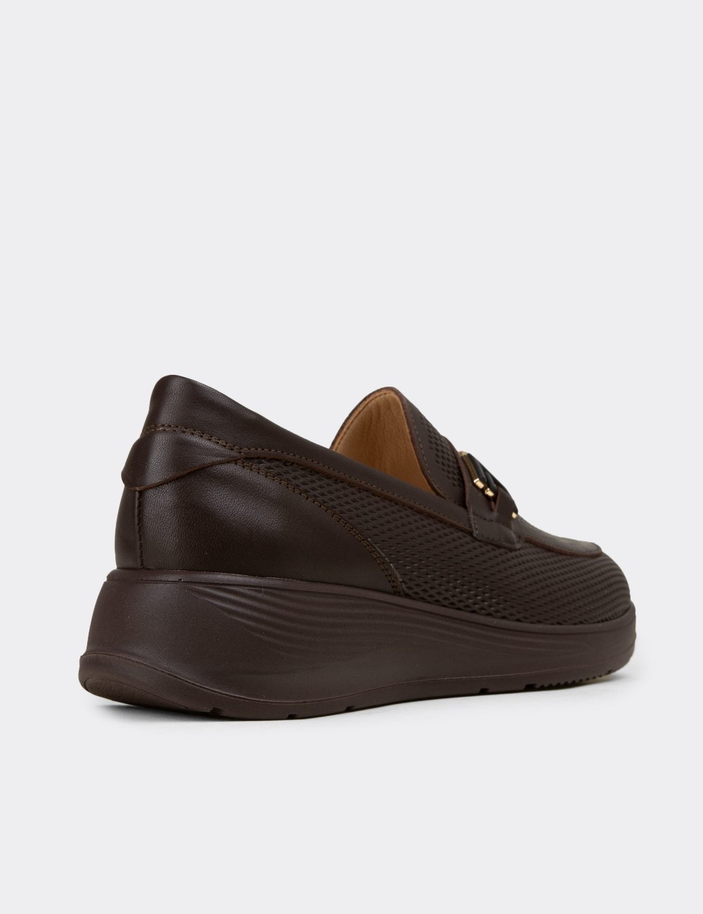 Women's Brown Leather Loafers - N0277ZKHVC01