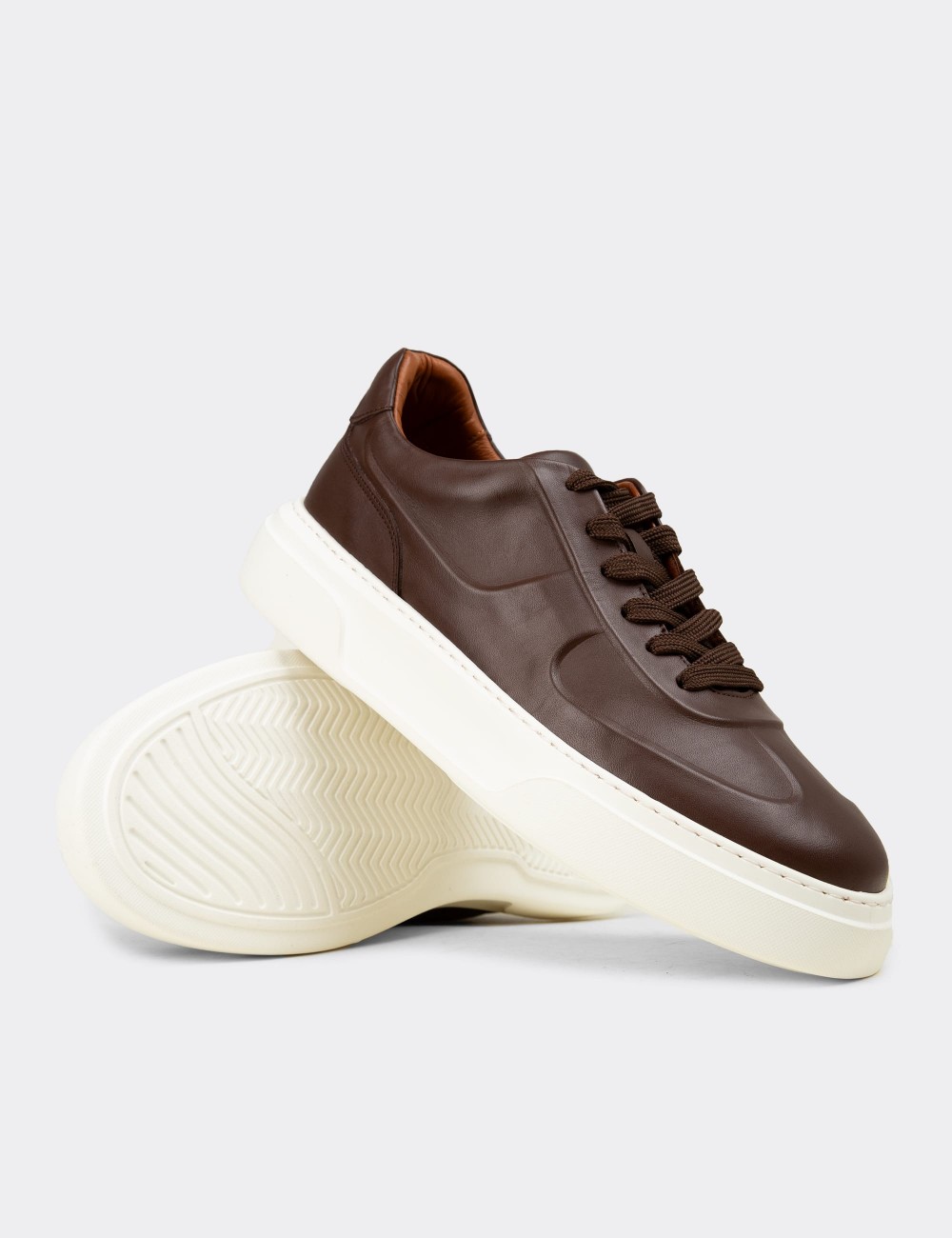 Men's Brown Leather Sneakers - 04601MKHVE01