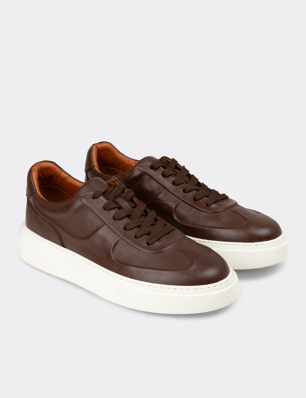 Men's Brown Leather Sneakers - 04601MKHVE01