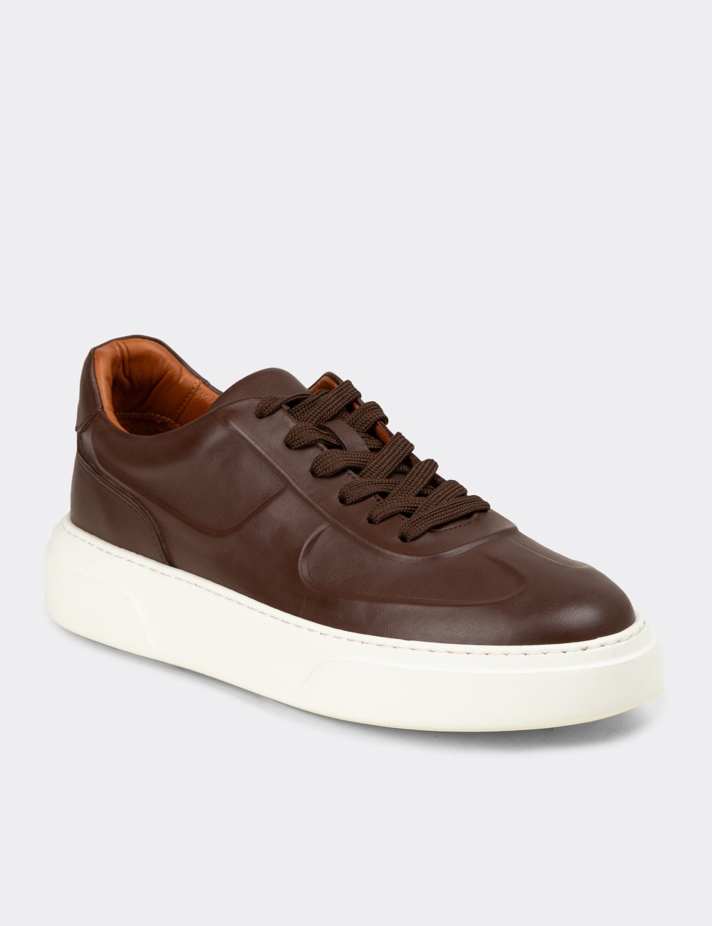 Men's Brown Leather Sneakers - 04601MKHVE01