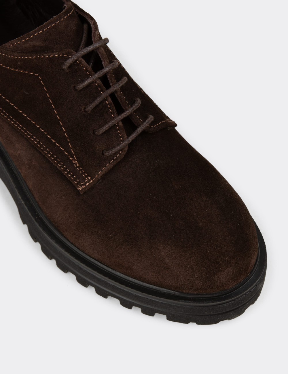 Women's Brown Suede Leather Oxford Shoes - 01430ZKHVE07