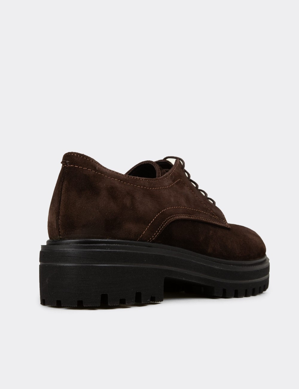 Women's Brown Suede Leather Oxford Shoes - 01430ZKHVE07