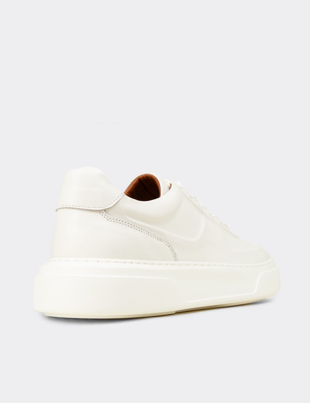 Men's White Leather Sneakers - 04601MBYZE01