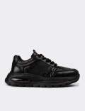 Men's Black Leather Sneakers