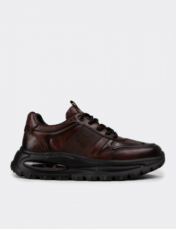 Men's Brown Leather Sneakers