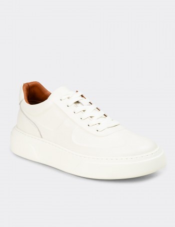 Men's White Leather Sneakers
