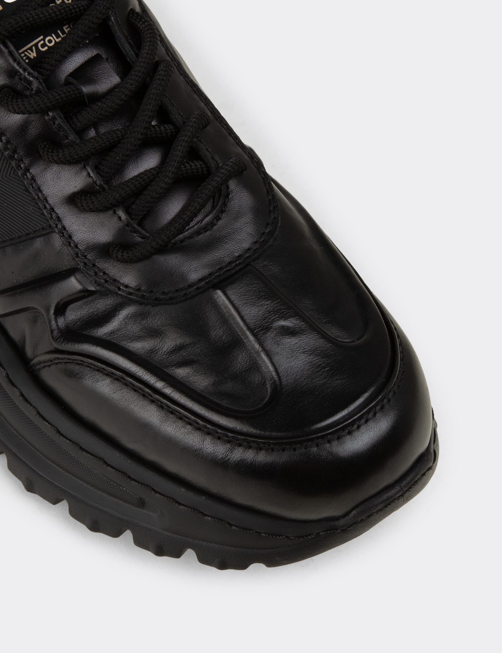 Men's Black Leather Sneakers - 26548MSYHE01