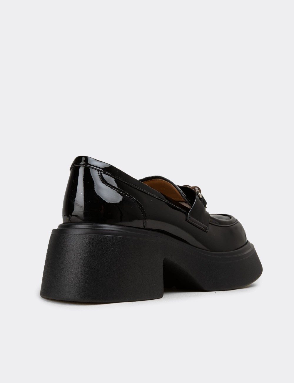 Female Black Buckled Loafers - 26405ZSYHE01