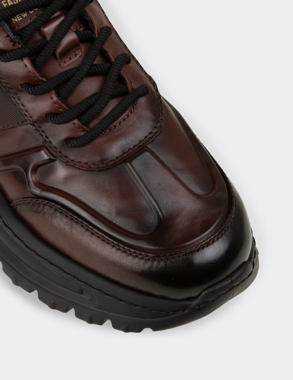 Men's Brown Leather Sneakers - 26548MKHVE01