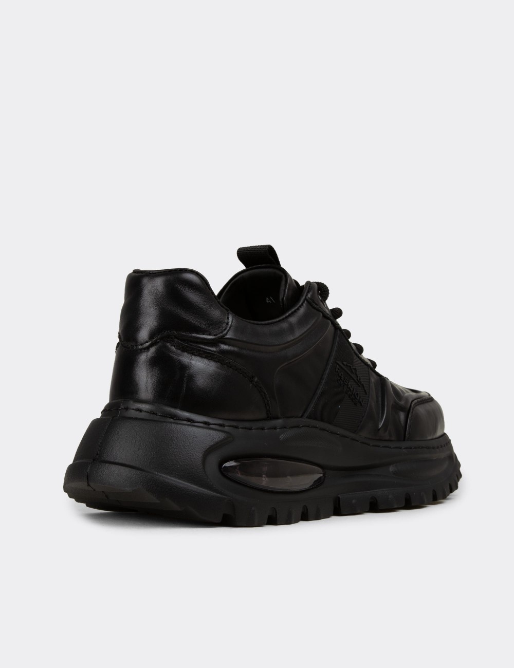 Men's Black Leather Sneakers - 26548MSYHE01