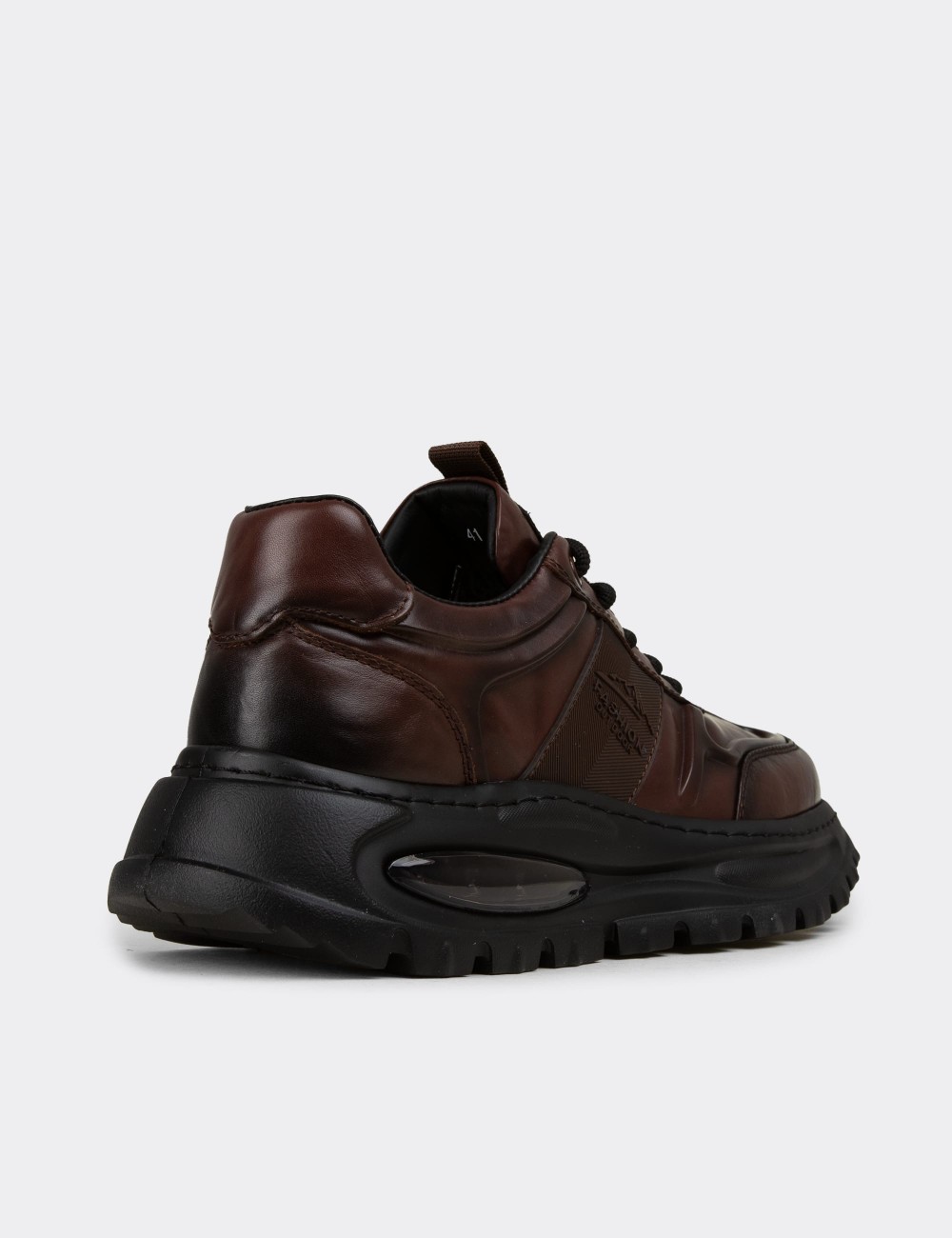 Men's Brown Leather Sneakers - 26548MKHVE01