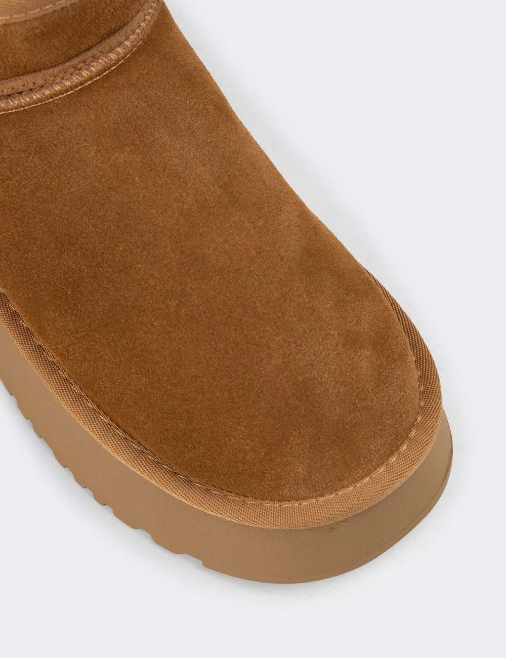 Female Tan Suede Leather Ankle Boots - 26430ZTBAC01