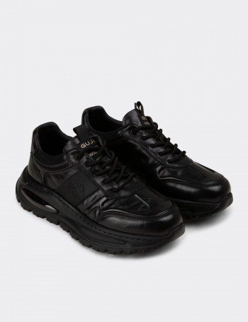 Men's Black Leather Sneakers