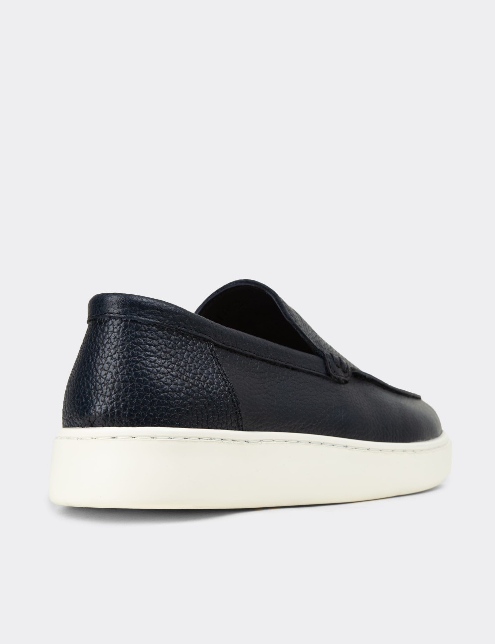 Men's Navy Leather Loafers - 04405MLCVE01
