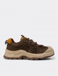 Female Khaki Suede Leather Sneakers