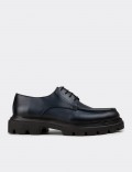 Men's Navy Leather Oxford Shoes