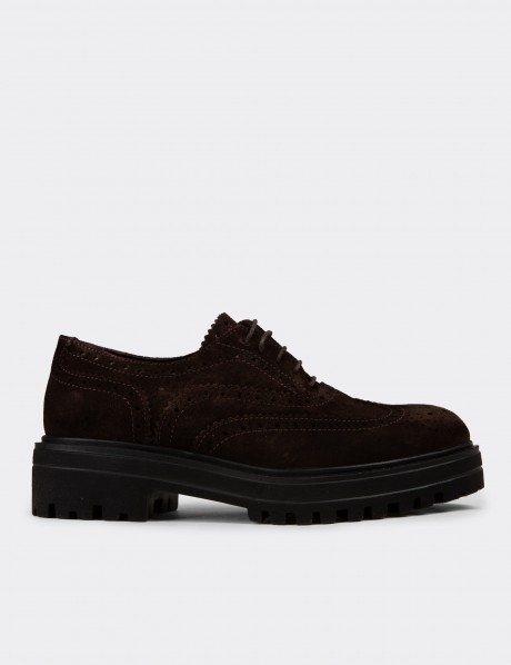 Women's Brown Suede Leather Oxford Shoes