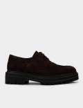 Women's Brown Suede Leather Oxford Shoes