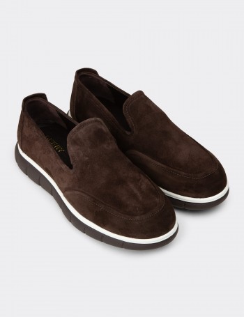 Men's Brown Suede Leather Loafers