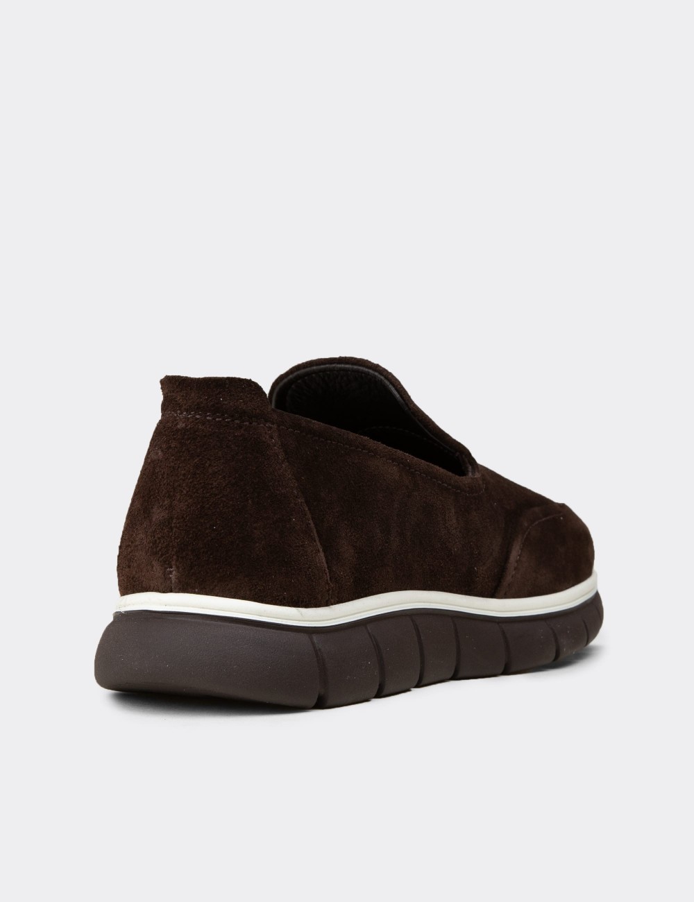 Men's Brown Suede Leather Loafers - 02044MKHVE03
