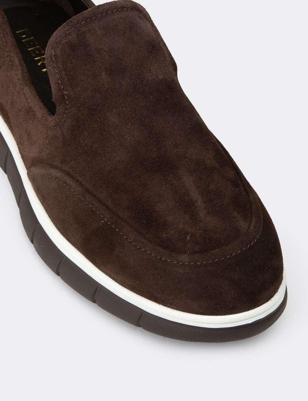 Men's Brown Suede Leather Loafers - 02044MKHVE03