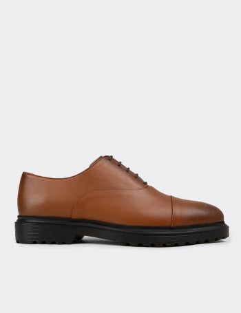 Men's Tan Leather Lace-Up Shoes
