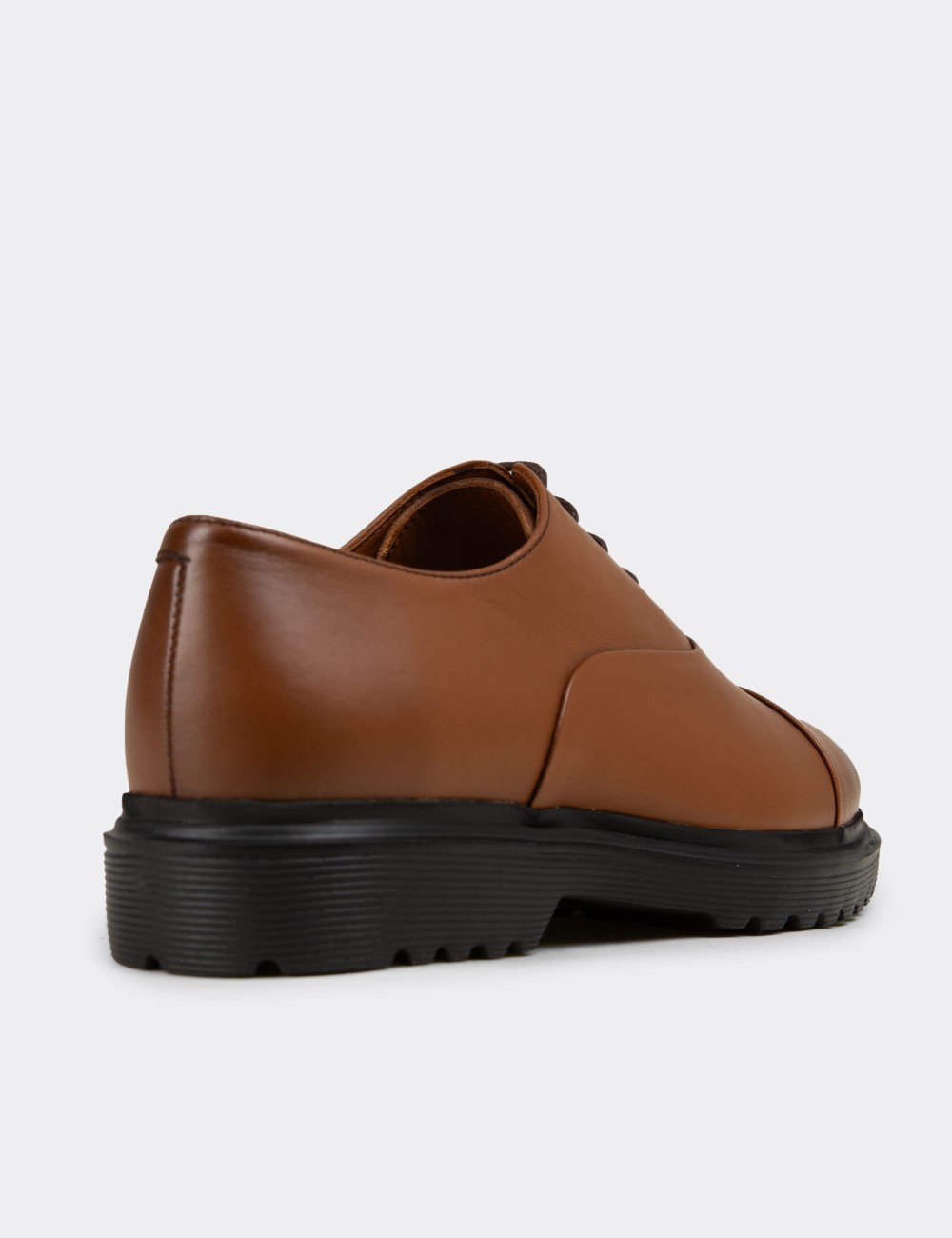 Men's Tan Leather Lace-Up Shoes - 01026MTBAE04