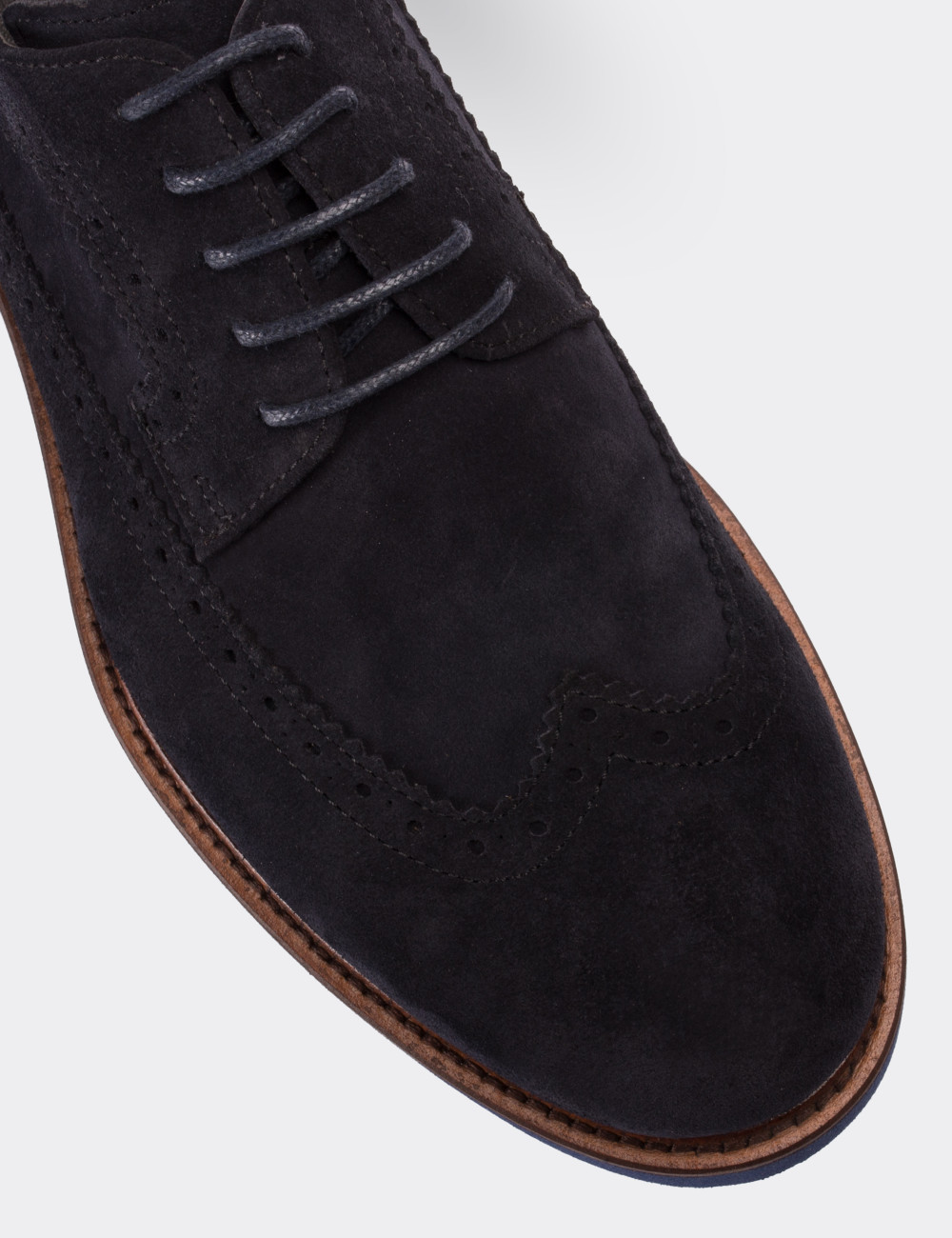 Navy Suede Leather Lace-up Shoes - 01293MLCVE29