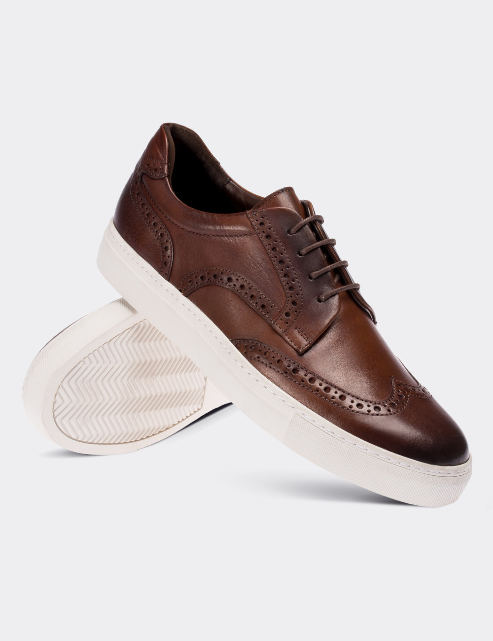 Brown  Leather Sneakers - 01691MKHVC01